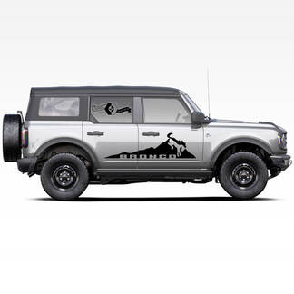 Paire d'autocollants pour portes latérales Bronco horse stallion Mountains Logo pour Ford Bronco 2021
