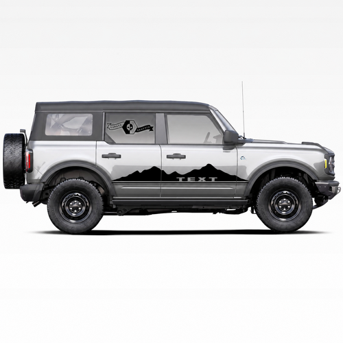 Texte personnalisé Logo montagnes Two Peaks Autocollants pour porte latérale Paire pour musclecar horse 2021