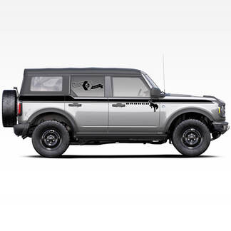 Paire de Bronco Doors Up Accent Line Garniture Logo cheval étalon Badlands 4 portes Side Stripe Stickers Autocollants pour Ford Bronco 2021
