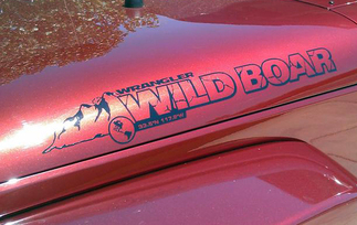 2 Jeep Rubicon Wild Boar Mountain JK Hood Sticker Decal