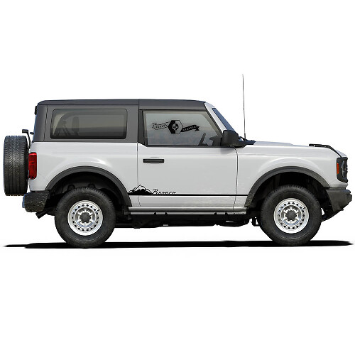 2 Bandes latérales Bronco Montagnes enneigées Autocollants de portes pour Ford Bronco 2021
