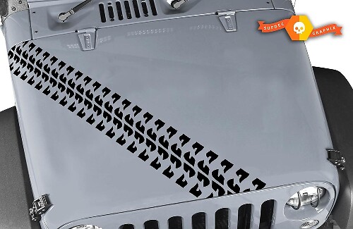 Autocollant bande de capot en vinyle pour trace de pneu Jeep Wrangler