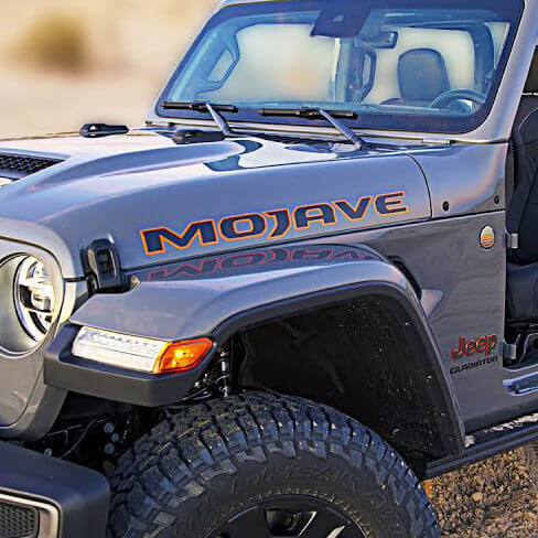 Paire d'autocollants en vinyle Mojave pour capot de Jeep Gladiator