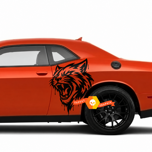 Custom Cat Head Blood Drip Pair Latéral Aile arrière Autocollant vinyle pour Dodge Challenger Hellcat