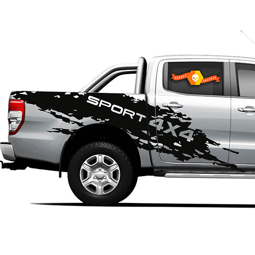 4 × 4 SPORT DE SPORT DE SPORT SPLASH COUCHE DE LIÈRE DÉCALES GRAPHIQUES POUR FORD RANGER 2