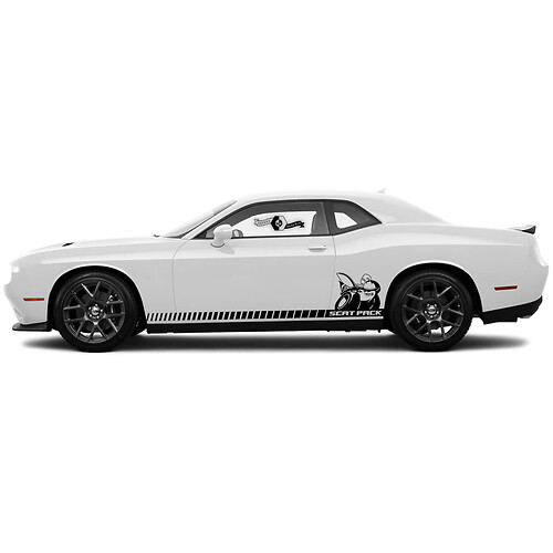 Paire d'autocollants de bas de caisse à ligne pointillée Scat Pack pour Dodge Challenger
