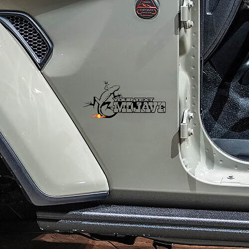 Ensemble d'autocollants vinyles latéraux Custom Text Mojave Gecko pour Jeep Wrangler Rubicon