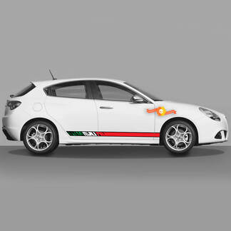 2x autocollants de carrosserie de portes adaptés aux autocollants Alfa Romeo Giulietta graphiques en vinyle, drapeau italien allongé 2.0
