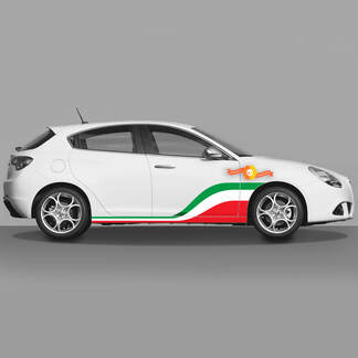 2 autocollants de portes aux couleurs du drapeau italien par défaut, adaptés aux autocollants Alfa Romeo Giulietta, graphiques en vinyle pour porte d'entrée
