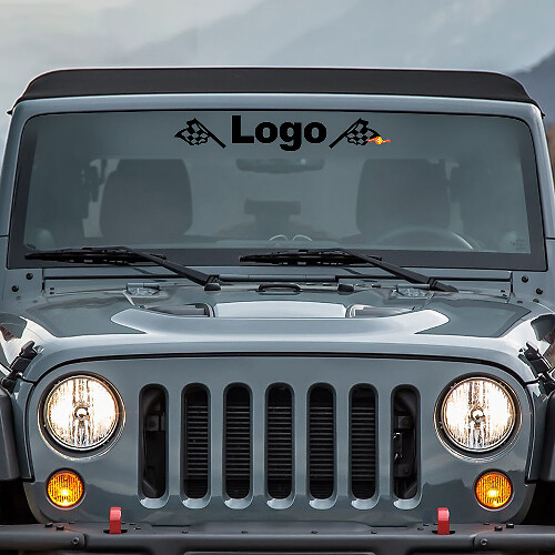 Autocollant en vinyle personnalisé avec logo et drapeaux pour pare-brise de Jeep