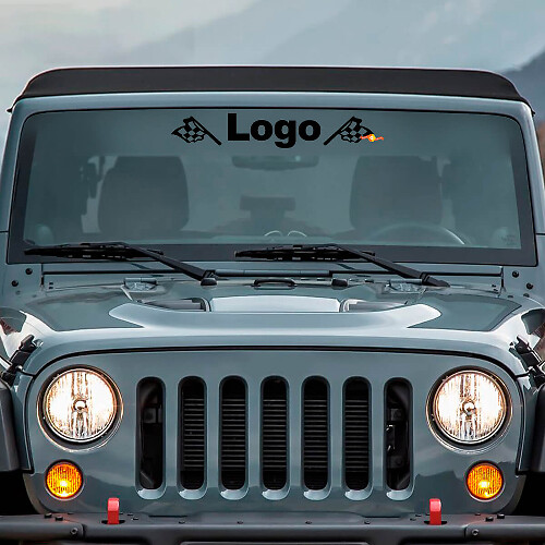 Autocollant en vinyle personnalisé avec logo et drapeaux pour pare-brise de Jeep