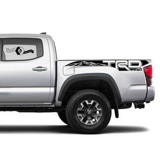 2X Tacoma Toyota TRD Off Road Truck Bed Mountains Side Stickers Vinyl Stickers Сurved Mountain Range
