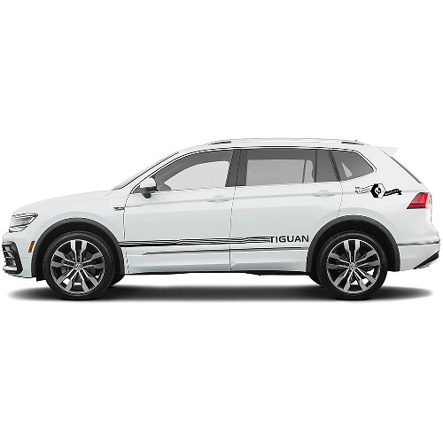Volkswagen TIGUAN 2x Bandes Latérales Autocollant de Carrosserie Vinyle Autocollants Lignes Légèrement Courbées

