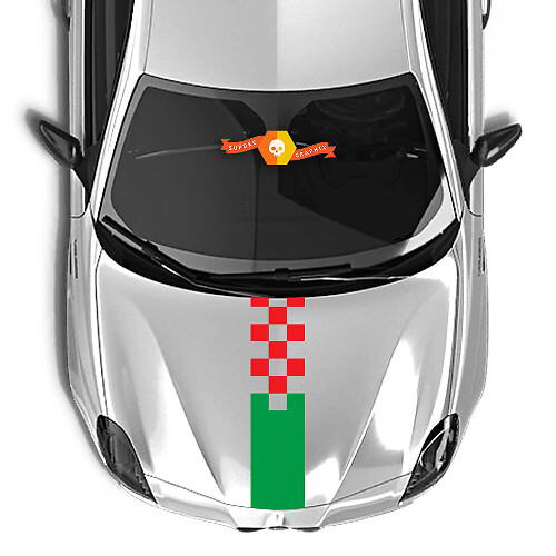 Autocollant capot Alfa Romeo drapeau Italie drapeau à damier 2021
