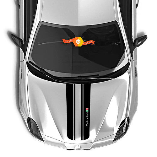 Autocollant capot Alfa Romeo Drapeau Italie Deux lignes séparées 2021
