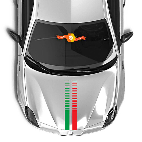 Autocollant vinyl bandes capot drapeau Italie pour Alfa Romeo
