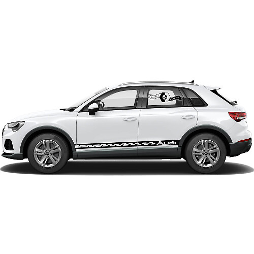 Paire Autocollants Porte Côté Audi Q3 Ligne Courbée Bas de Caisse 2021 Autocollant Vinyle
