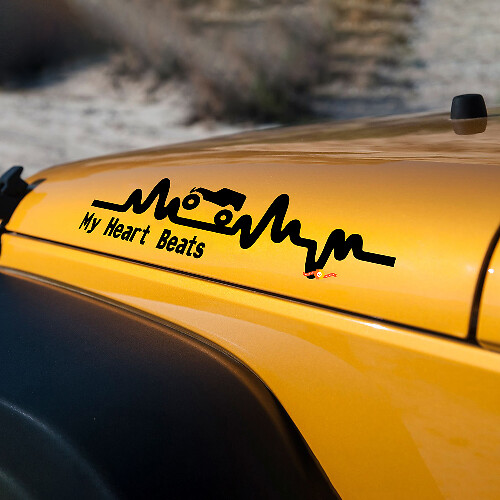 Autocollants vinyle style battement de cœur pour capot de Jeep Wrangler