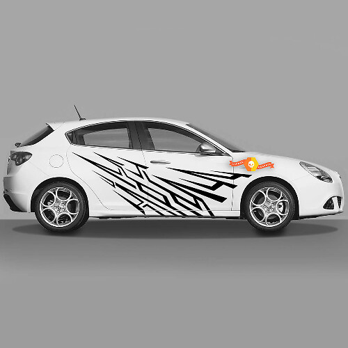 Paire d'autocollants en vinyle pour Alfa Romeo Giulietta Graphiques Éclats Tranchants sur les Portes 2021
