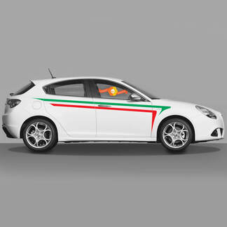 Paire d’autocollants en vinyle Alfa Romeo Giulietta Graphics Italie Drapeau sur les portes 2021
