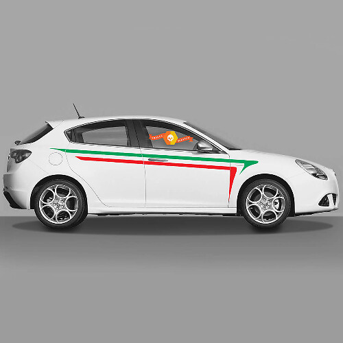 Paire d'autocollants en vinyle pour Alfa Romeo Giulietta - Drapeau italien sur les portes 2021

