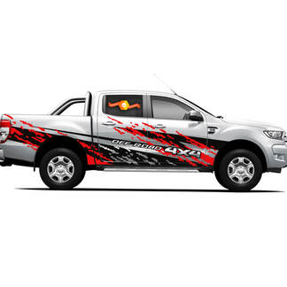 Paire de décalcomanies en vinyle autocollants 4X4 Tacoma Toyota TRD Off Road Truck portes latérales Fiery Path
