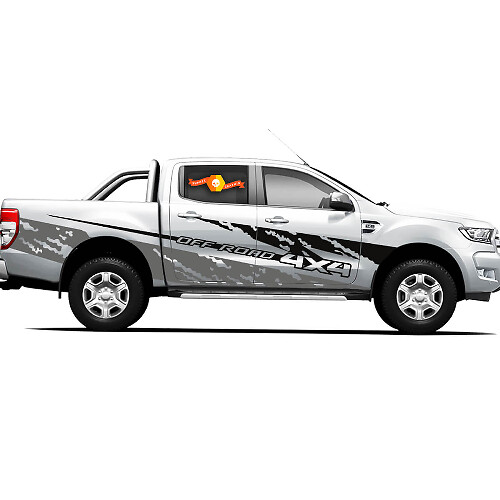 Paire d'autocollants en vinyle Stickers 4X4 Tacoma Toyota TRD Off Road Style cendre pour portes latérales de camion 2021
