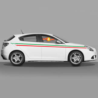 2 autocollants de carrosserie aux couleurs du drapeau italien par défaut, adaptés aux autocollants Alfa Romeo Giulietta, graphiques en vinyle à rayures
