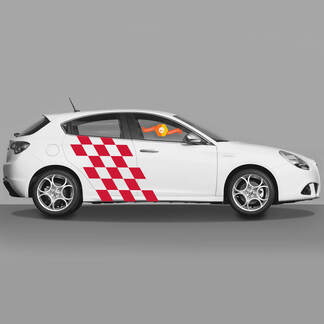 2x Autocollants de carrosserie de portes adaptés aux autocollants Alfa Romeo Giulietta Vinyl Graphics finition drapeau à damier 2021
