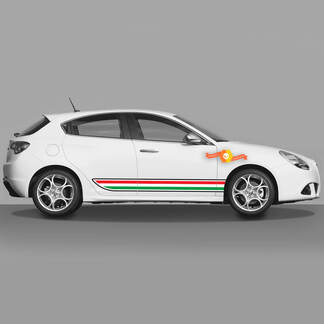 2x autocollants de carrosserie de portes adaptés aux autocollants Alfa Romeo Giulietta graphiques en vinyle, drapeau italien léger 2021
