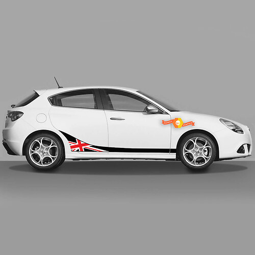 2x Portes Corps Décalque Convient à Alfa Romeo Giulietta Decals VinyL Graphics, British Drapeau - Voie au sommet