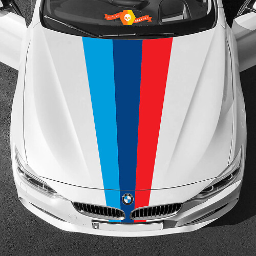 Autocollant Vinyle Bandes Triples Style M pour Capot de Voitures BMW