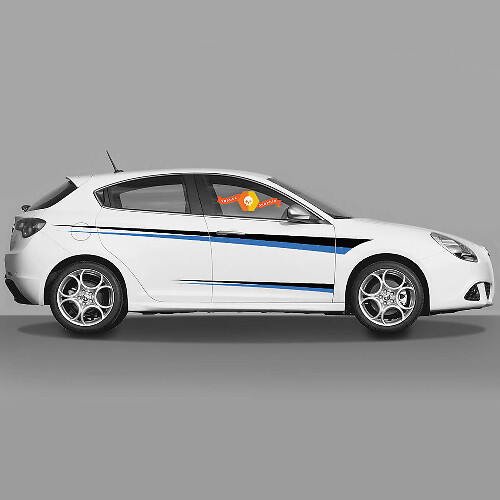 Paire d'autocollants en vinyle Stickers latéraux Alfa Romeo en noir et bleu nouvelle couleur 2022
