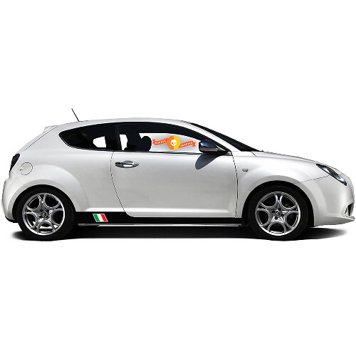 Paire d'autocollants vinyle graphiques latéraux Stickers Alfa Romeo Rocker Panel MITO drapeau Italie gauche 2022
