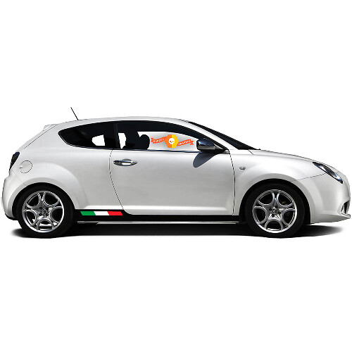 Paire d'autocollants en vinyle, stickers graphiques latéraux Alfa Romeo Rocker Panel MITO drapeau italien gauche aplati 2022
