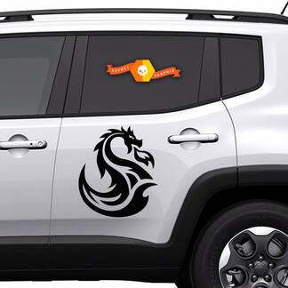 Paire de décalcomanies en vinyle autocollants graphiques latéraux Jeep Renegade dragon silhouette Nouveau 2022
