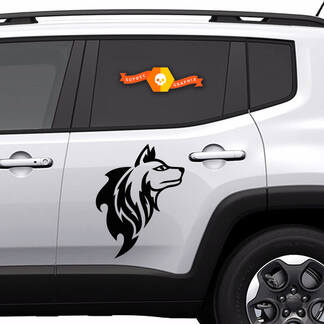 2x Autocollants en vinyle autocollants graphiques latéraux Jeep Renegade silhouette de chien Nouveau 2022
