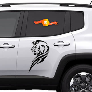 2x autocollants en vinyle autocollants graphiques latéraux Jeep Renegade dessin de lion nouveau 2022
