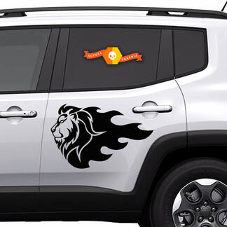 2x autocollants en vinyle autocollants graphiques latéraux Jeep Renegade silhouette de lion Nouveau 2022

