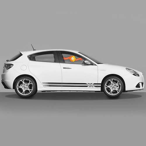 2x Alfa Romeo Giulietta Autocollants Décalcomanies Panneau à bascule en vinyle fantomatique Drapeau britannique pleine largeur 2022
