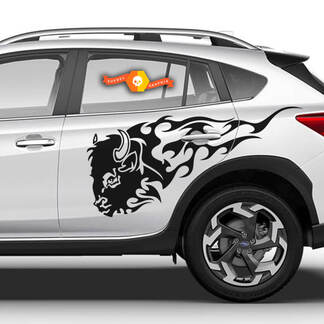 Décalcomanies en vinyle Autocollants graphiques côté voiture Toyota flaming bull dessin nouveau 2022
