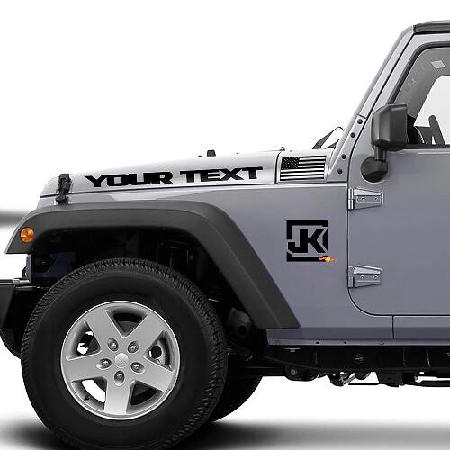 Kit de décalcomanies en vinyle personnalisé avec drapeau USA et logo JK pour capot et côtés de Jeep Wrangler JK