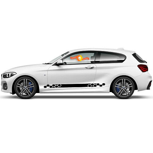 Paire d'autocollants graphiques en vinyle pour bas de caisse latéraux pour BMW Série 1 2015 en nid d'abeille
