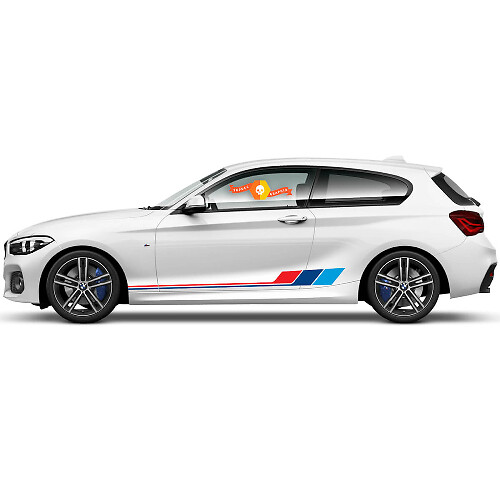 Paire d'autocollants en vinyle graphiques pour le panneau latéral de la BMW Série 1 2015 - rayures colorées
