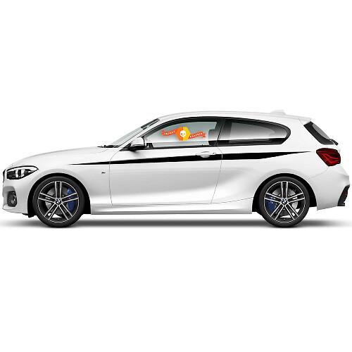 Paire d'autocollants graphiques en vinyle pour les côtés de la BMW Série 1 2015 noir découpé

