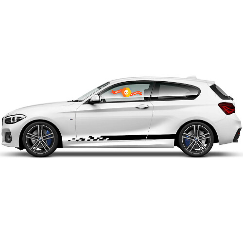 Paire de décalcomanies en vinyle autocollant graphique pour panneau latéral de BMW Série 1 2015, motif noir effondré
