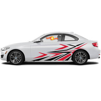 Paire d'autocollants graphiques en vinyle latéraux pour BMW Série 1 2015 Rouge noir fissures
