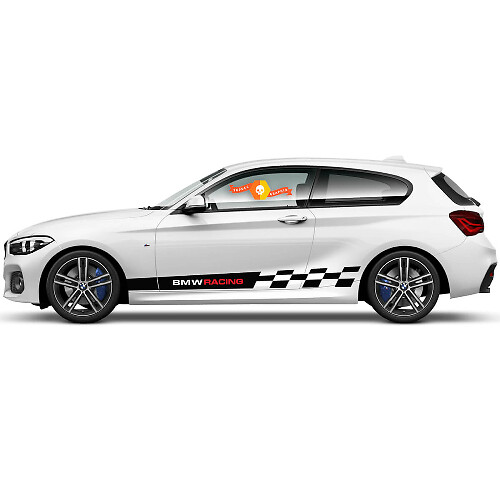 Paire d'autocollants graphiques en vinyle pour les côtés de la BMW Série 1 2015 avec finition de ligne de course BMW
