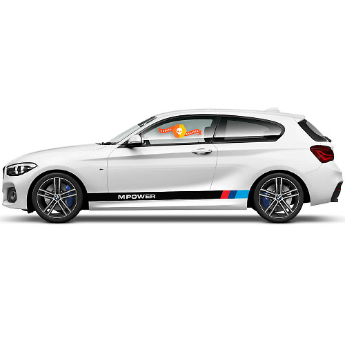 Paire d'autocollants graphiques en vinyle pour le côté de la BMW Série 1 2015, panneau de bas de caisse M POWER nouveau
