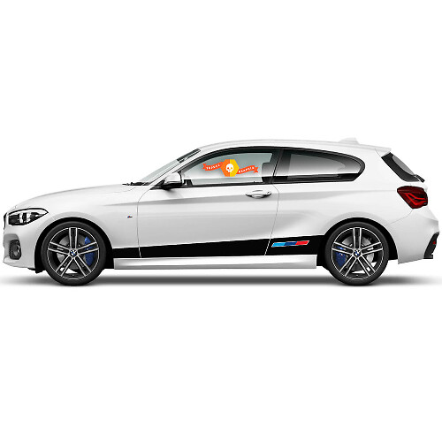 Paire d'autocollants graphiques en vinyle pour le côté de la BMW Série 1 2015, style Racing pour le bas de caisse

